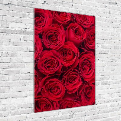 Cuadro de vidrio templado 4mm para pared vertical Rosa roja