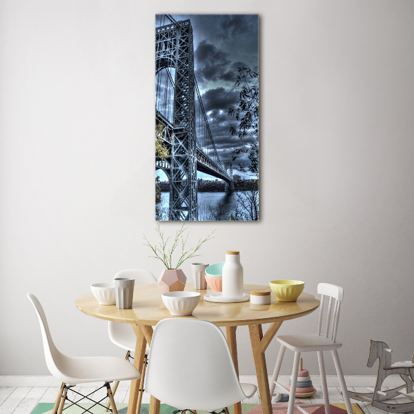 Cuadro de cristal moderno efecto brillo vertical Puente de Nueva York
