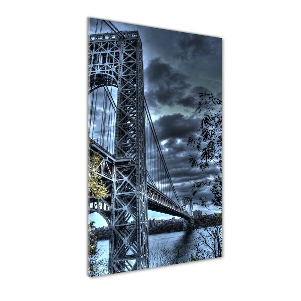 Cuadro de cristal moderno efecto brillo vertical Puente de Nueva York