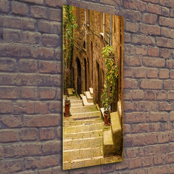 Cuadro decorativo en cristal con canto pulido vertical calles italianas
