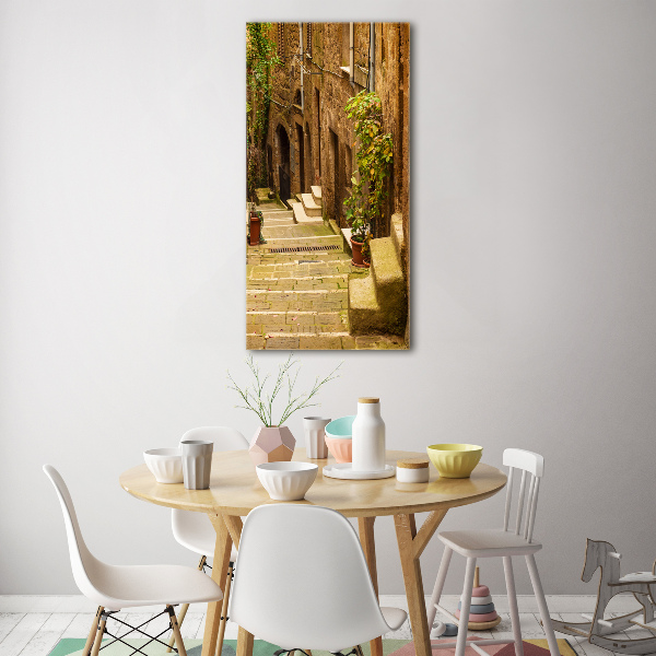 Cuadro decorativo en cristal con canto pulido vertical calles italianas