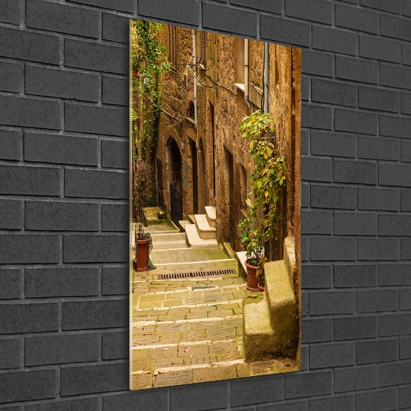 Cuadro decorativo en cristal con canto pulido vertical calles italianas