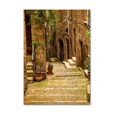 Cuadro decorativo en cristal con canto pulido vertical calles italianas