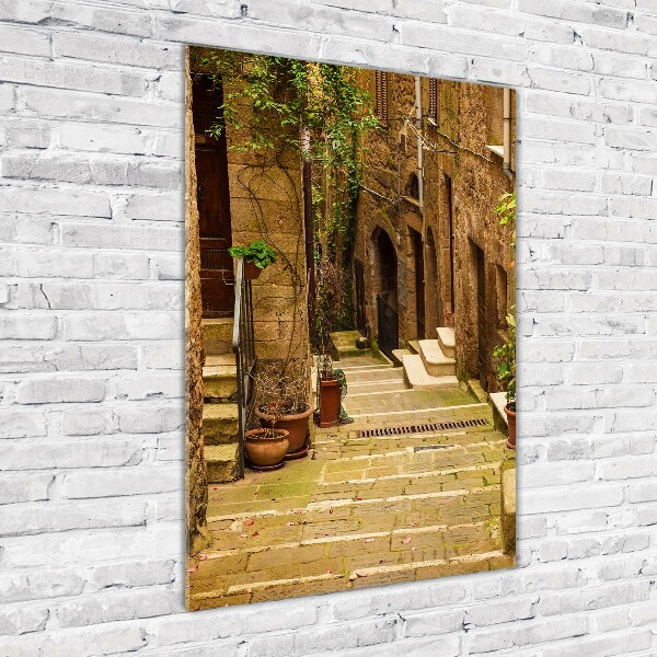 Cuadro decorativo en cristal con canto pulido vertical calles italianas