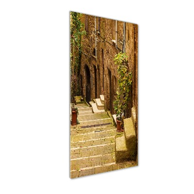 Cuadro decorativo en cristal con canto pulido vertical calles italianas