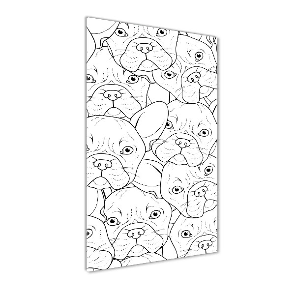 Cuadro de vidrio templado 4mm para pared vertical bulldogs franceses