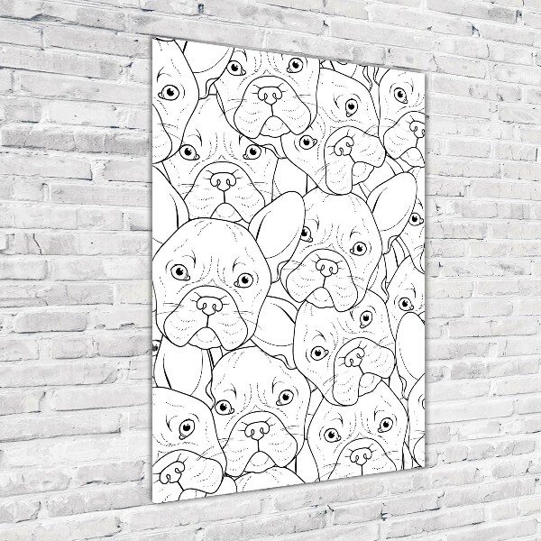 Cuadro de vidrio templado 4mm para pared vertical bulldogs franceses