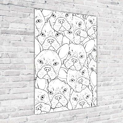 Cuadro de vidrio templado 4mm para pared vertical bulldogs franceses
