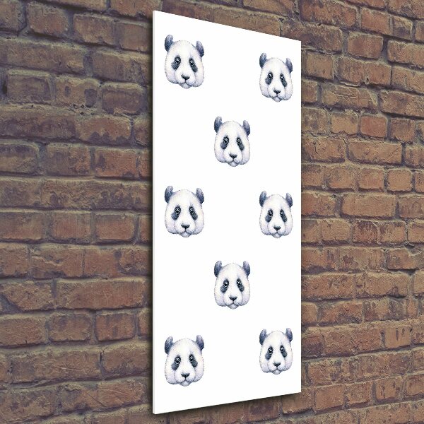 Fotocuadro de cristal elegante para hogar vertical Pandas