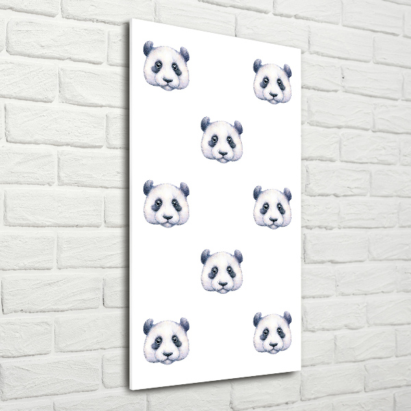Fotocuadro de cristal elegante para hogar vertical Pandas