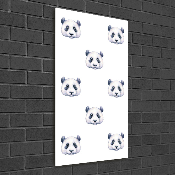 Fotocuadro de cristal elegante para hogar vertical Pandas