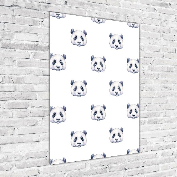 Fotocuadro de cristal elegante para hogar vertical Pandas
