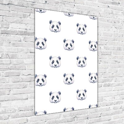 Fotocuadro de cristal elegante para hogar vertical Pandas