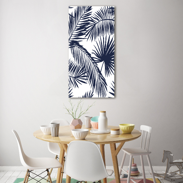 Cuadro decorativo en cristal con canto pulido vertical hojas de palma