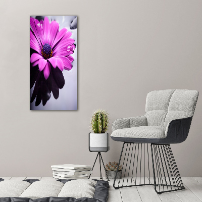 Cuadro de cristal moderno efecto brillo vertical Gerbera rosa