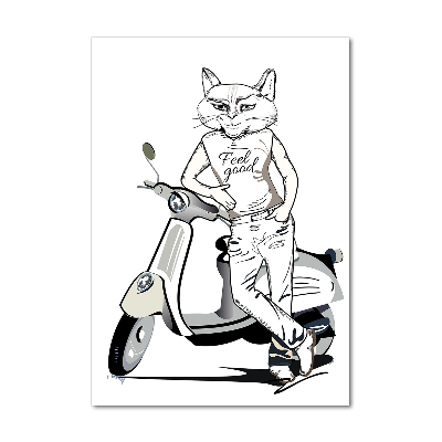 Fotocuadro de cristal elegante para hogar vertical El hombre gato