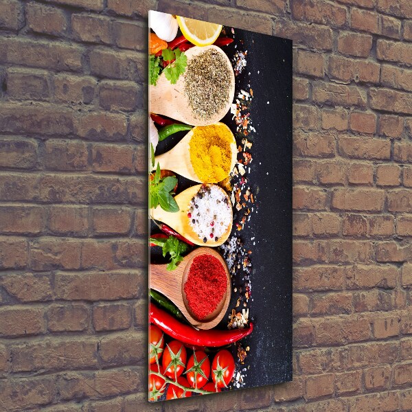 Fotocuadro de cristal elegante para hogar vertical Especias