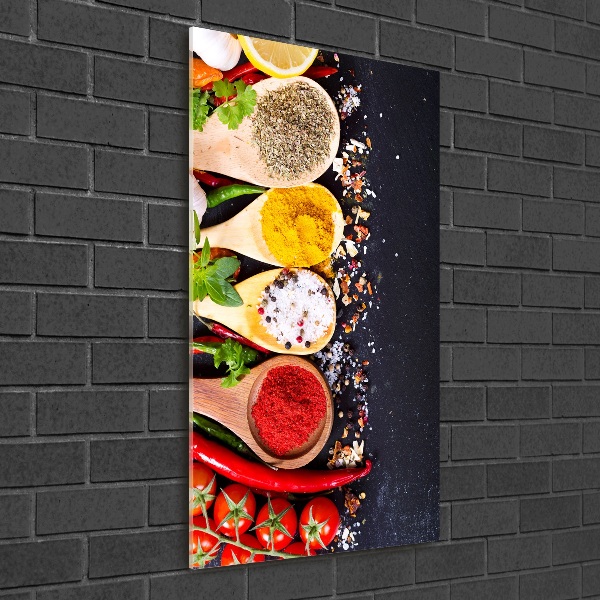 Fotocuadro de cristal elegante para hogar vertical Especias