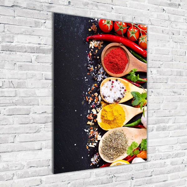 Fotocuadro de cristal elegante para hogar vertical Especias