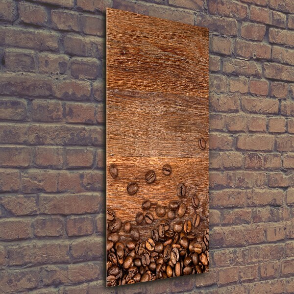 Cuadro decorativo en cristal con canto pulido vertical Granos de café