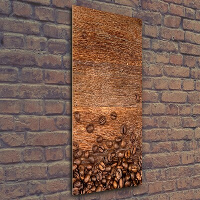 Cuadro decorativo en cristal con canto pulido vertical Granos de café