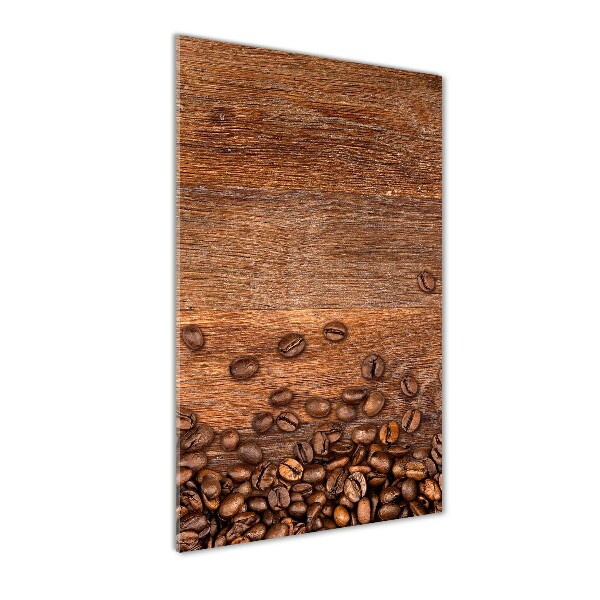 Cuadro decorativo en cristal con canto pulido vertical Granos de café
