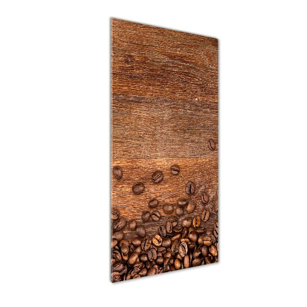 Cuadro decorativo en cristal con canto pulido vertical Granos de café
