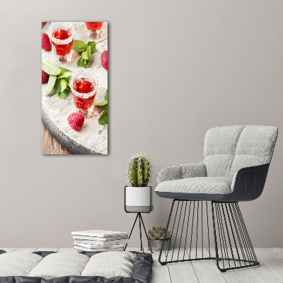 Cuadro de vidrio templado 4mm para pared vertical Frambuesas y bebidas
