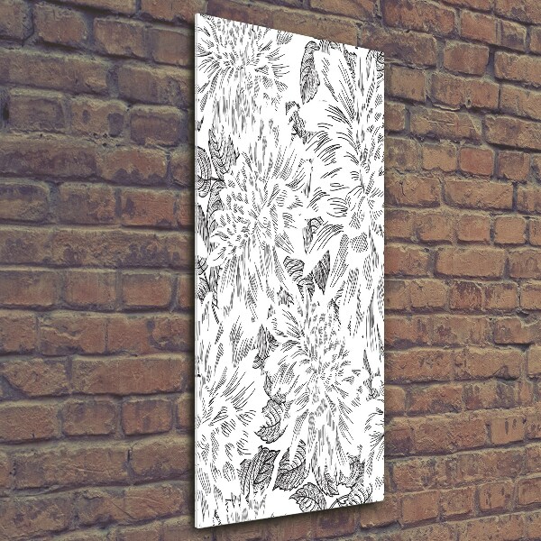 Cuadro de cristal moderno efecto brillo vertical Peonías