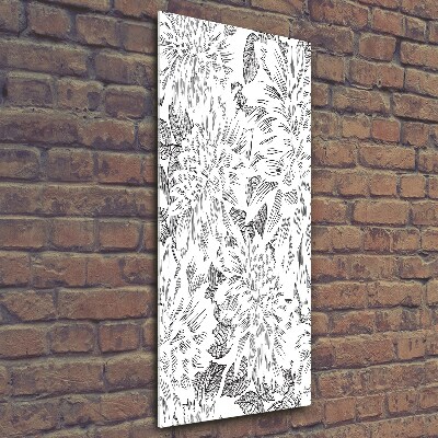 Cuadro de cristal moderno efecto brillo vertical Peonías