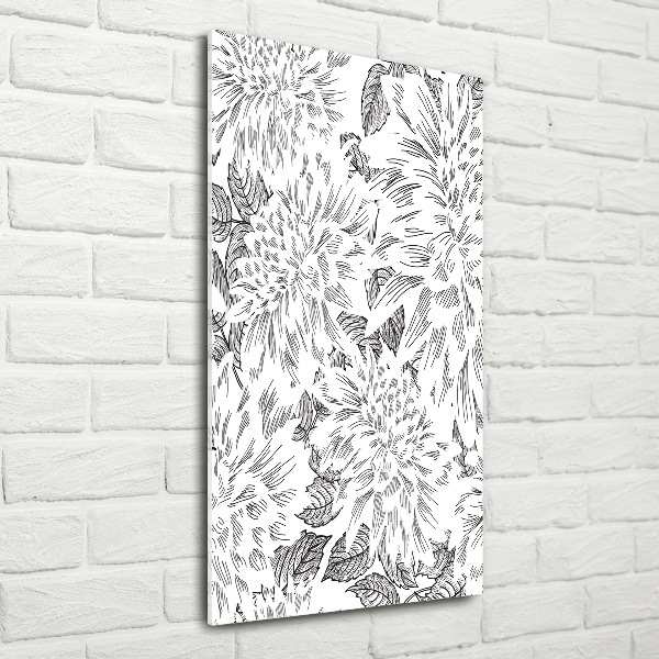 Cuadro de cristal moderno efecto brillo vertical Peonías