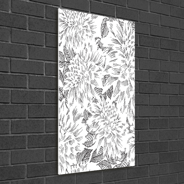 Cuadro de cristal moderno efecto brillo vertical Peonías