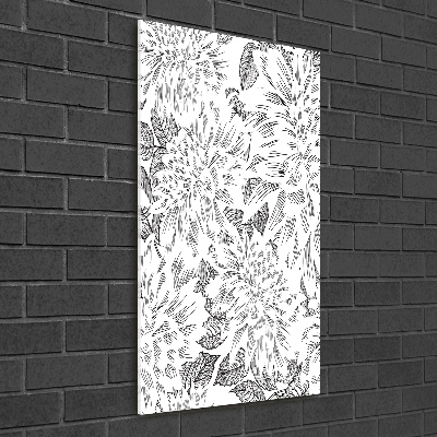 Cuadro de cristal moderno efecto brillo vertical Peonías