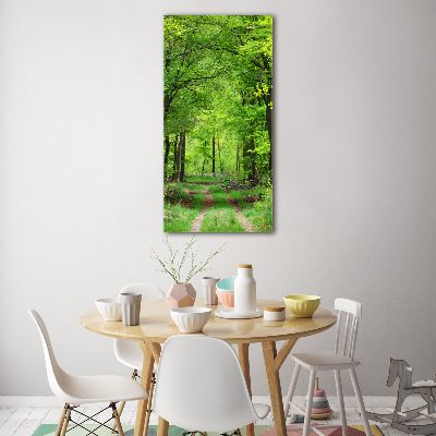 Fotocuadro de cristal elegante para hogar vertical Bosque verde