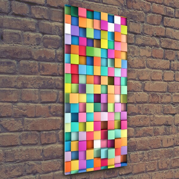 Cuadro de cristal moderno efecto brillo vertical Cuadrados de abstracción