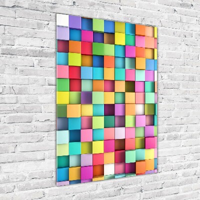 Cuadro de cristal moderno efecto brillo vertical Cuadrados de abstracción