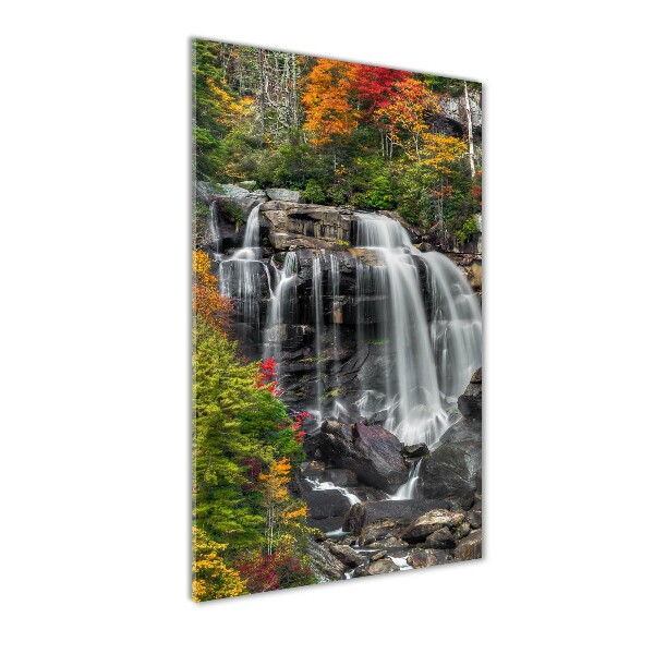 Cuadro decorativo en cristal con canto pulido vertical Cascada en otoño