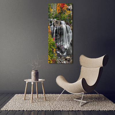 Cuadro decorativo en cristal con canto pulido vertical Cascada en otoño