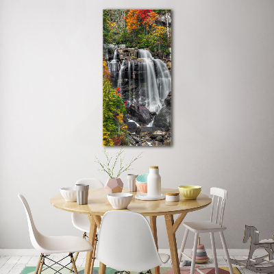 Cuadro decorativo en cristal con canto pulido vertical Cascada en otoño