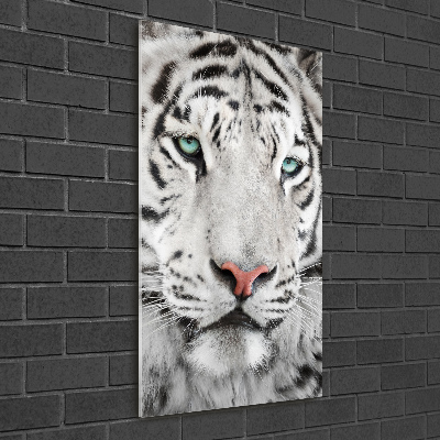 Fotocuadro de cristal elegante para hogar vertical Tigre blanco