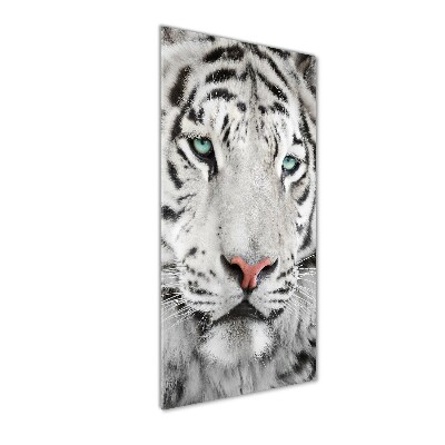Fotocuadro de cristal elegante para hogar vertical Tigre blanco