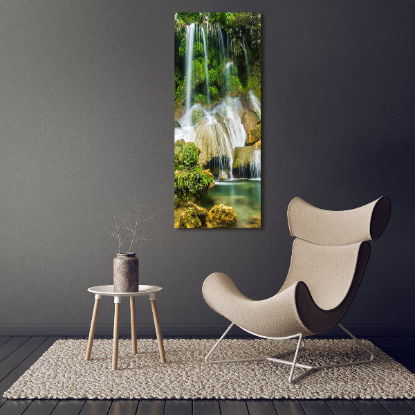 Fotocuadro de cristal elegante para hogar vertical Cascada en la selva