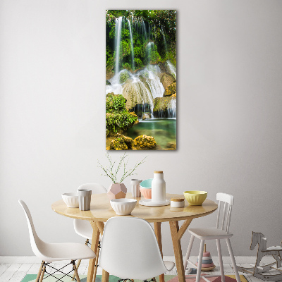 Fotocuadro de cristal elegante para hogar vertical Cascada en la selva