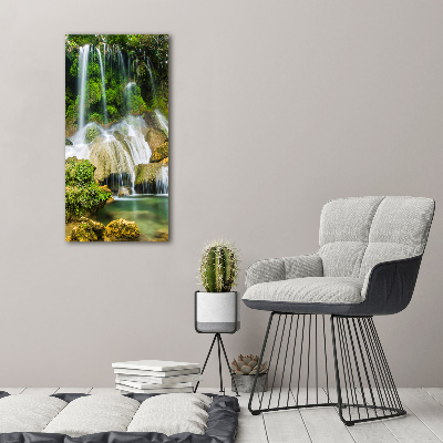 Fotocuadro de cristal elegante para hogar vertical Cascada en la selva