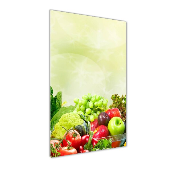 Fotocuadro de cristal elegante para hogar vertical Verduras y frutas
