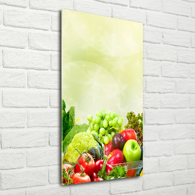 Fotocuadro de cristal elegante para hogar vertical Verduras y frutas