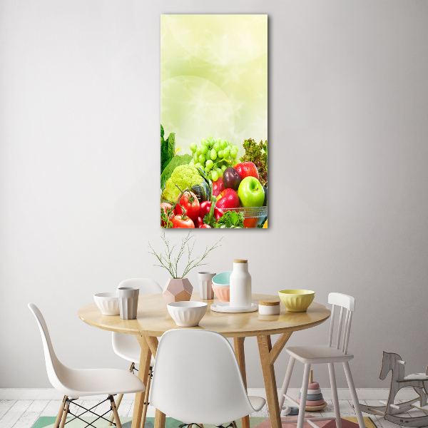 Fotocuadro de cristal elegante para hogar vertical Verduras y frutas
