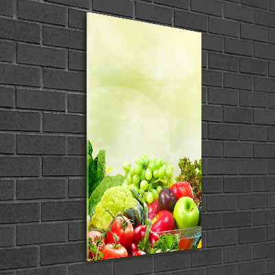 Fotocuadro de cristal elegante para hogar vertical Verduras y frutas
