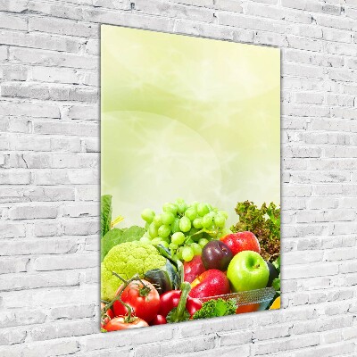 Fotocuadro de cristal elegante para hogar vertical Verduras y frutas