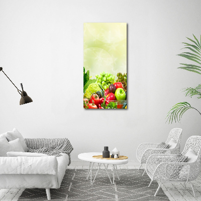 Fotocuadro de cristal elegante para hogar vertical Verduras y frutas